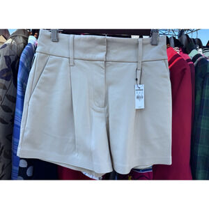 Express Shorts Faux Leather Size 2 Women's Tan Shortie Super High Rise $59